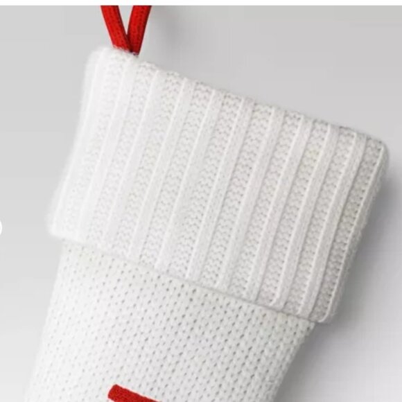 Knit Monogram Christmas Stocking - White - Letter I - Picture 2 of 5